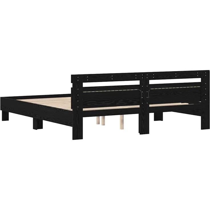 vidaXL Bettrahmen Schwarz Eichen-Optik 180 x 200 cm Holzwerkstoff 3333938 – Bild 7