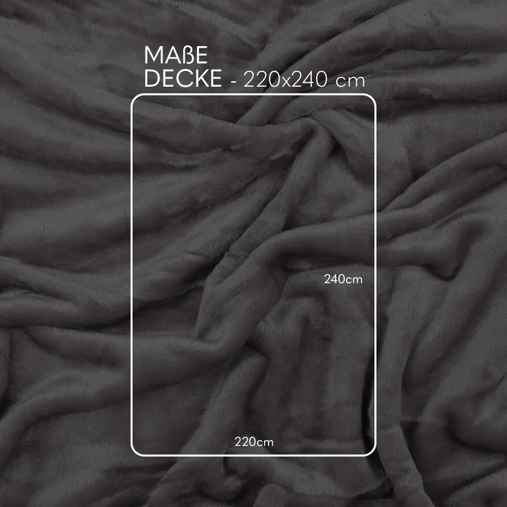 Kuscheldecke "Mirabella" - Cashmere Touch Hellgrau 220x240 cm – Bild 2