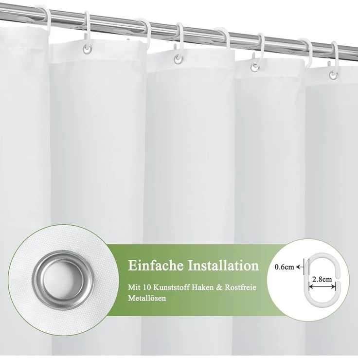 Duschvorhang 150X200cm Grau Textil 120g/m² Farbverlauf Wasserdicht Waschbar – Bild 5
