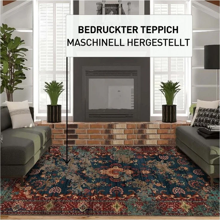 Bamyum Teppich Kinvevart Teppich mit ChenilleDruck, Waschbarer Antibakteriell Teppich, Einzelstück – Bild 2