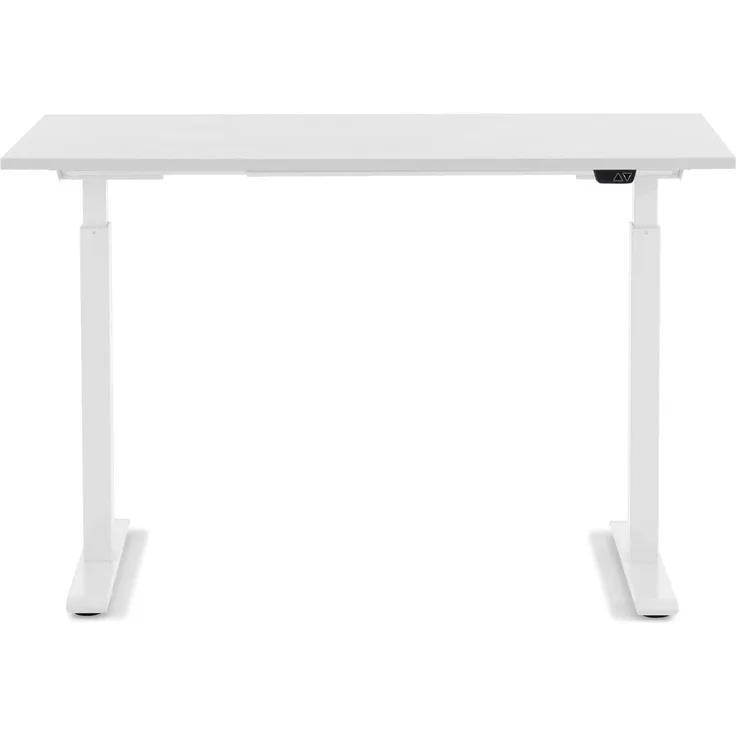 Kare Design Office 120x70 cm, Elektrisch Doppelmotor, Stufenlos höhenverstellbares Tischgestell inkl. Tischplatte, Steh-Sitz Schreibtisch, Weiß, 18mm MFC ABS Kunststoffkante