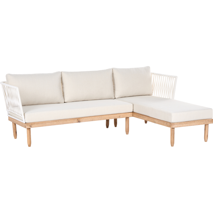Lounge Set mit Tisch 4-Sitzer CREMONA Akazienholz linksseitig Weiß – Bild 5