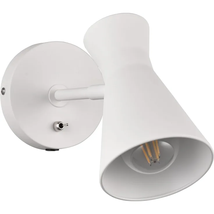 Wandstrahler ENZO Retro Weiß mit Schalter & Stecker, Breite 12cm