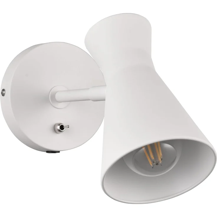 Wandstrahler ENZO Retro Weiß mit Schalter & Stecker, Breite 12cm – Bild 1