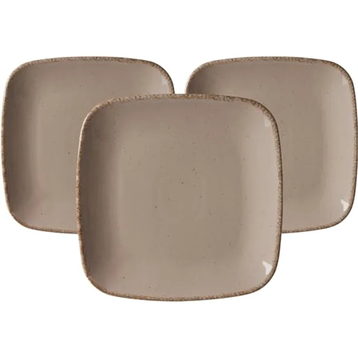 Presotto Speiseteller, Grau, Keramik, Ø 27 cm, 3er Set, spülmaschinenfest, Vintage-Look mit Farbkanten und Sprenkeln – Bild 1