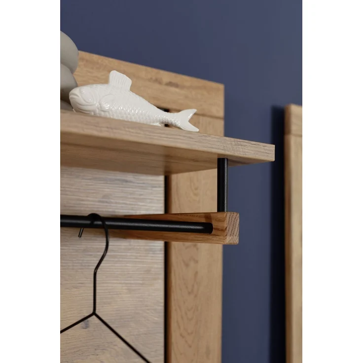 Garderobenpaneel >GRENO< 5 Haken, Ablage, Eiche teilmassiv - 80x114x27 (BxHxT) – Bild 7