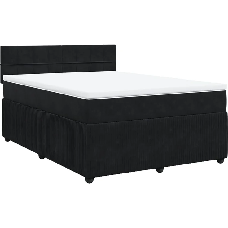 vidaXL Boxspringbett mit Matratze Schwarz 140x190 cm Samt 3287736 – Bild 2