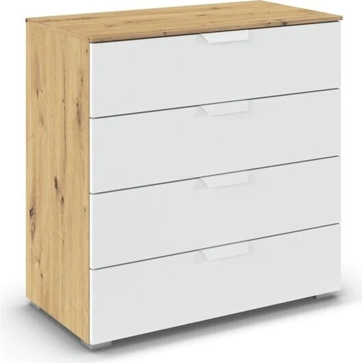 rauch Aditio Box, Kommode, 4 Schubladen, mit Softclose-Funktion, Farbe Weiß/Eiche Artisan, BxHxT 80x81x42cm – Bild 3