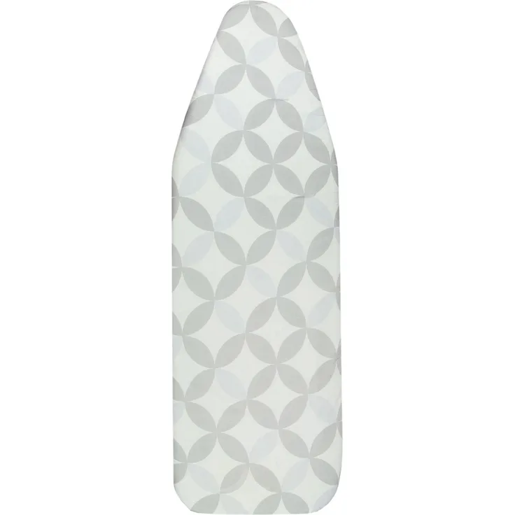 ZOLLNER Bügelbrettbezug aus Baumwolle, 48x125 cm, grau-creme mit Gummizug und Schnappverschluß