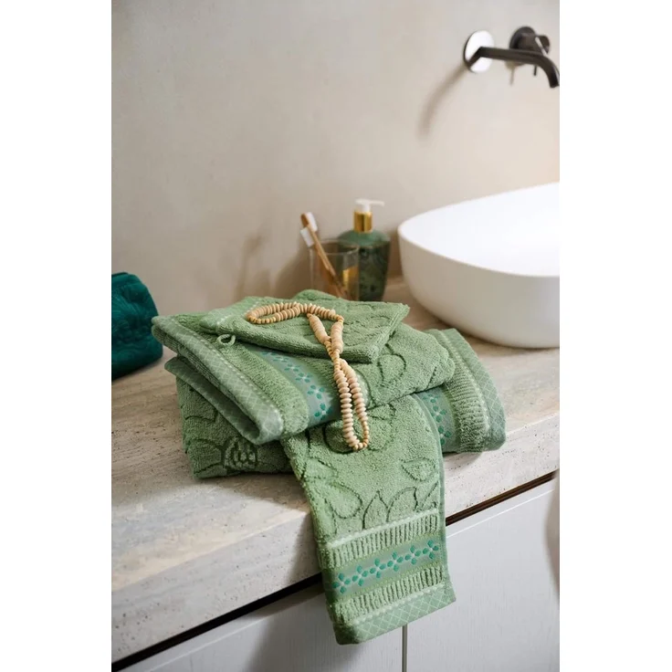 PiP Studio Handtuch Jasmin Jaquard Duschtuch green 70x140cm (1 Stück) bh, 100% Baumwolle (325901) – Bild 2
