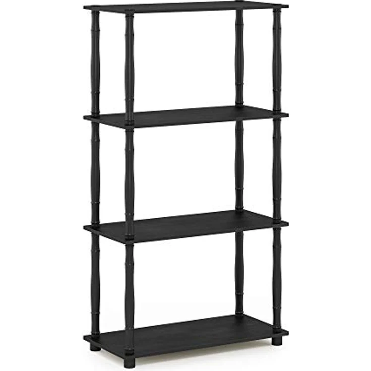Furinno 4-Ebenen Mehrzweck-Regal mit klassischen Röhren, holz, Americano/Schwarz, 29. 46x59. 94x109. 86 cm – Bild 6