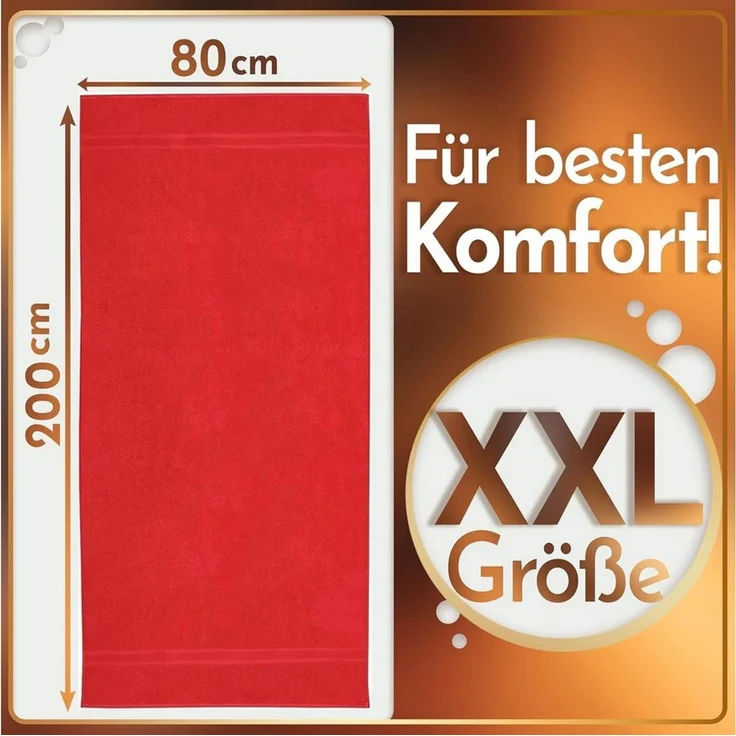 NatureMark Saunatuch Frottier Saunatücher 80x200 cm, 100% Baumwolle (2-St), Premium Qualität SAUNATUCH Sauna-Handtuch, 80x200 cm, Rot – Bild 3