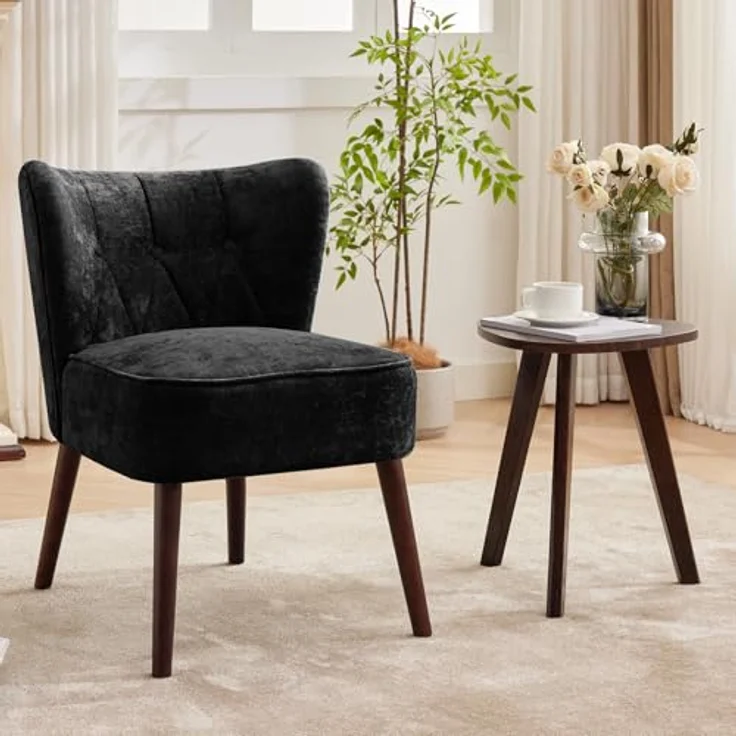 GarveeHome Lehnstühle Mit Ohrenlehne, Loungesessel Mit Leinenbezug, Gepolsterter Esszimmerstuhl Mit 130kg Tragkraft, Für Esszimmer Und Wohnzimmer, 51,6 x 68,6 x 73,9 cm – Bild 1