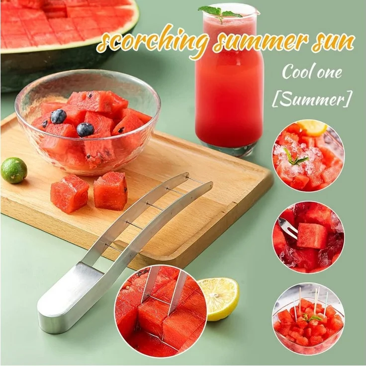 FELIXLEO Obstschneider Wassermelonen Schneider Edelstahl Melonen Wuerfel Messer, (1-tlg) – Bild 2