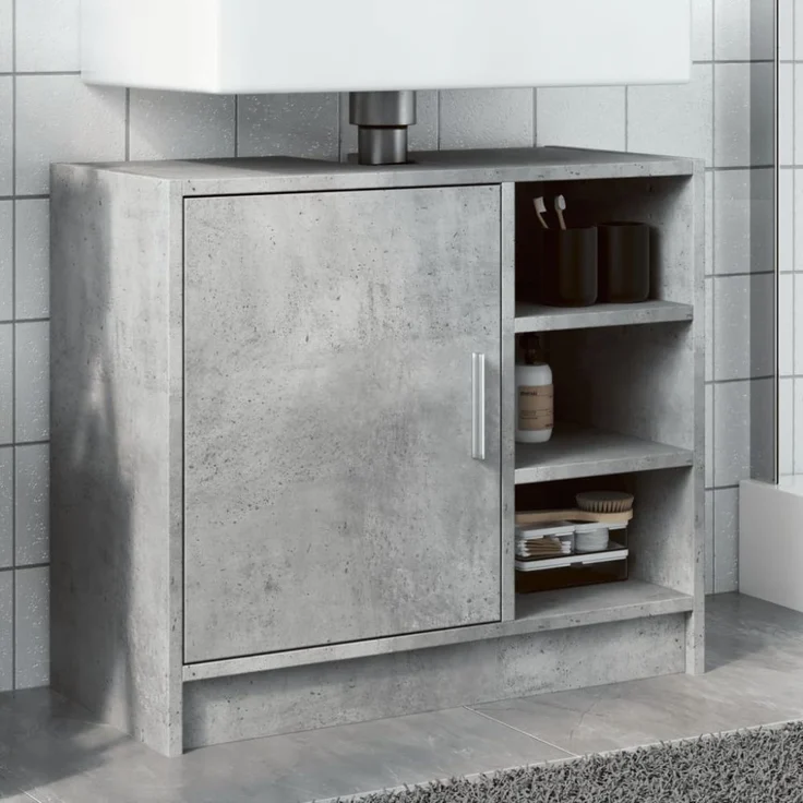 vidaXL Waschbeckenunterschrank Betongrau 63x29x55 cm Holzwerkstoff 848132 – Bild 1