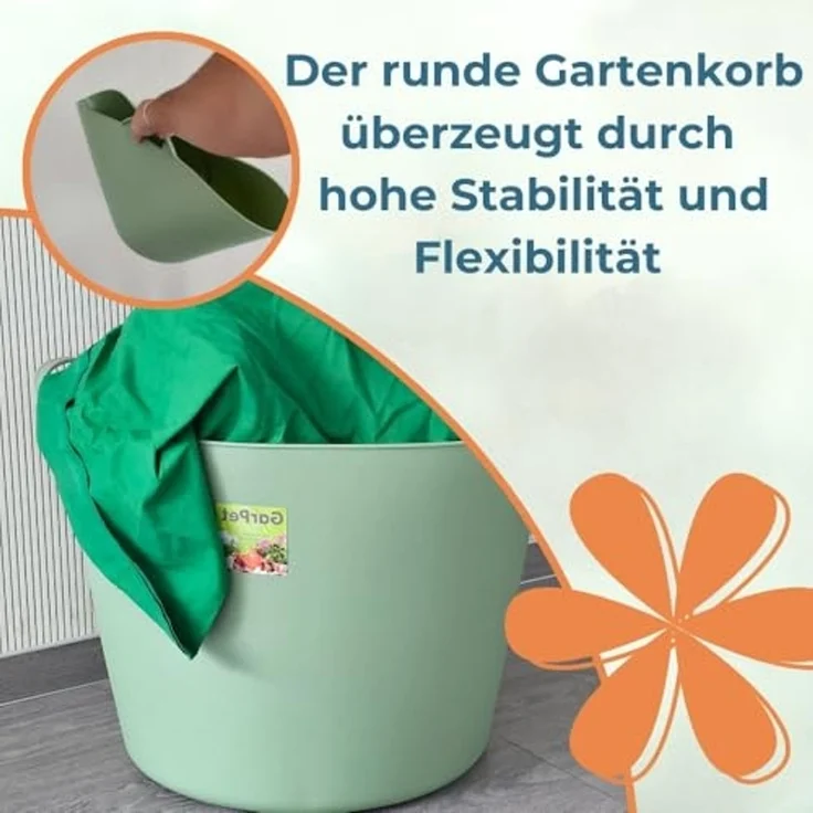 GarPet Allzweckkorb 2er Set Flexibler Eimer 42 L Wäsche Wanne Garten Korb rund Futtertrog – Bild 6