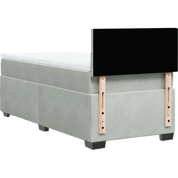 vidaXL Boxspringbett mit Matratze Hellgrau 80x200 cm Samt 3286162 – Bild 6