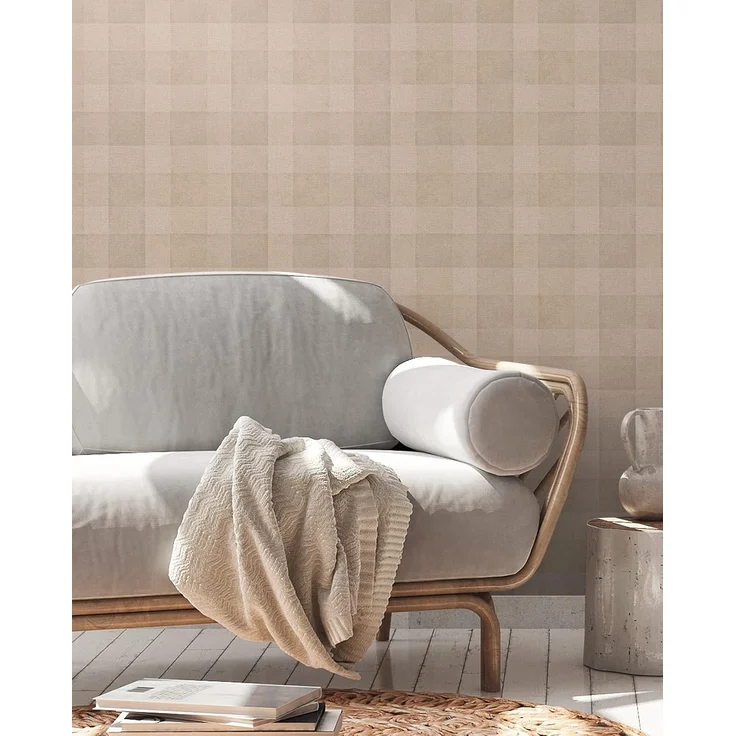 A.S. Création Vliestapete Natural Living Karotapete, leicht strukturiert, gemustert, matt, neutral, (1 St), Tapete Kariert Vlies Vlies Wand Tapeten Wohnzimmer Schlafzimmer Küche – Bild 2