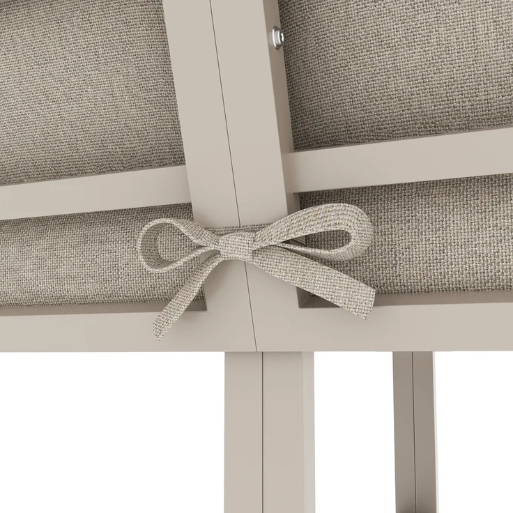 Merax Gartenlounge-Set 6 teilig für 7-8 Personen, Gartenmöbelset mit Kissen, Tisch mit Holzoptik-Glasplatte, Sofagarnitur Terassenmöbelset, Beige – Bild 8