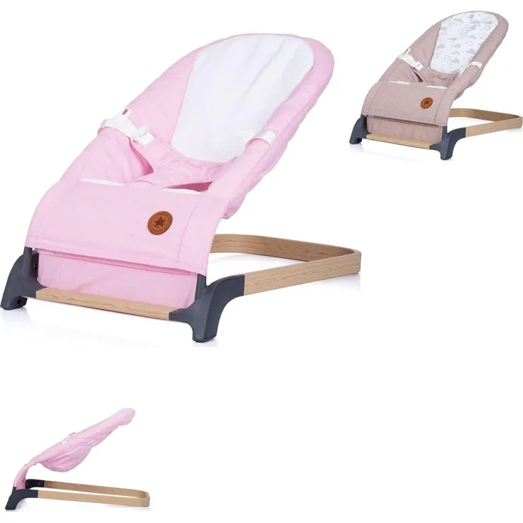 Chipolino Babywippe Noah Holzoptik Sicherheitsgurt ergonomisches Design bis 9 kg rosa