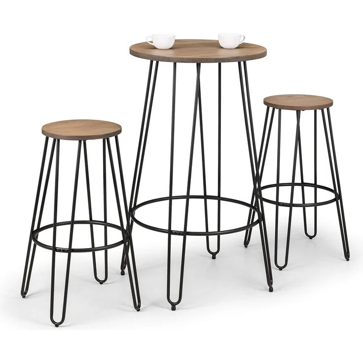 Julian Bowen Dalston Barhocker, 2er-Set, Ulmenholz, Mokka/Schwarz – Bild 5