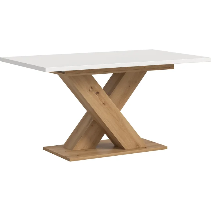 Kulissen-Esstisch >Motion< ausziehbar 190cm, weiß / artisan Dekor - 150/190x76x90cm (BxHxT)