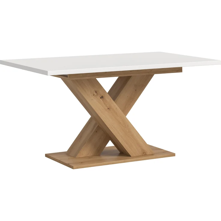 Kulissen-Esstisch >Motion< ausziehbar 190cm, weiß / artisan Dekor - 150/190x76x90cm (BxHxT) – Bild 1