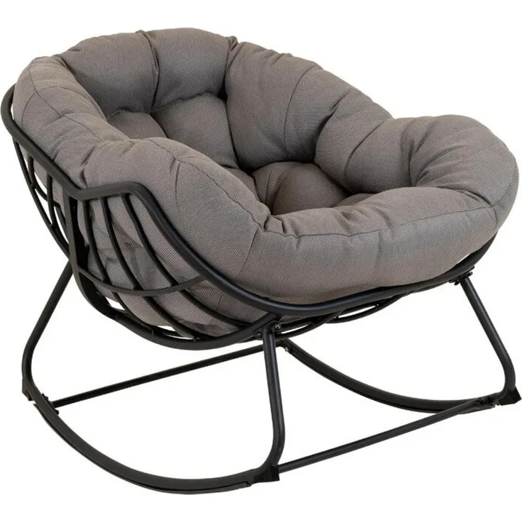Lesli Living Schaukelstuhl Schaukelstuhl Relax-Stuhl Gartenstuhl grau schwarz