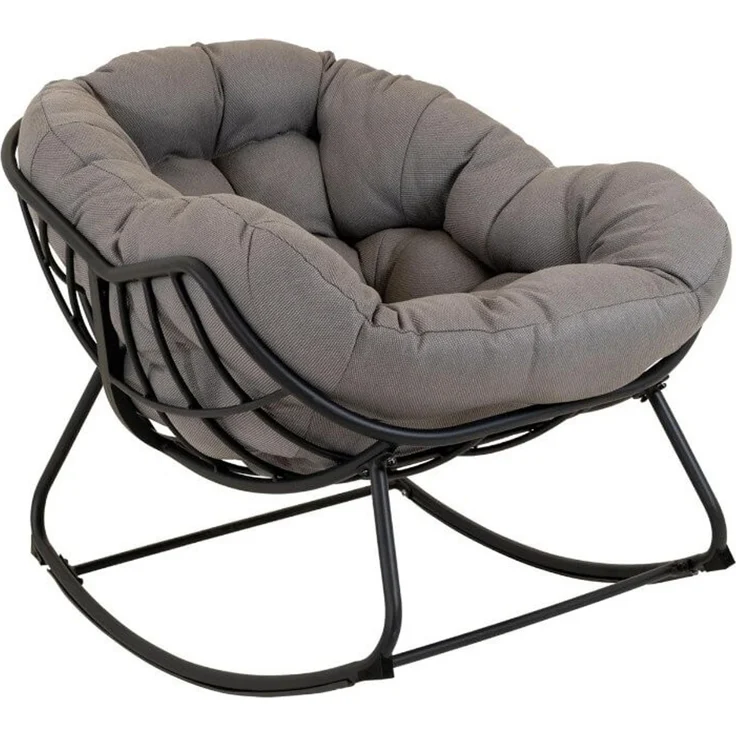 Lesli Living Schaukelstuhl Schaukelstuhl Relax-Stuhl Gartenstuhl grau schwarz – Bild 1