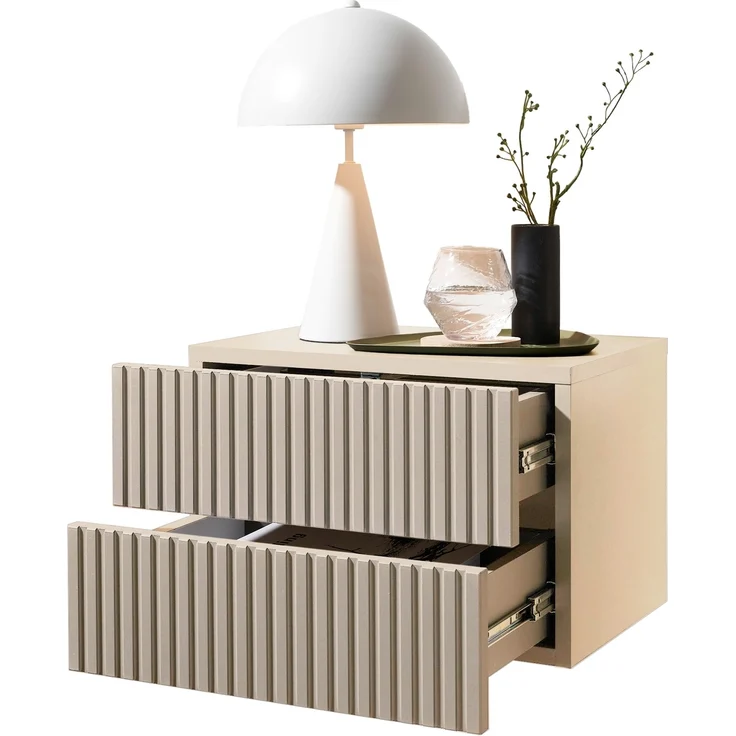 Nachtkommode >TABONI< 2 Schubladen, Wandmontage, Kaschmir - 42x28x30cm (BxHxT) – Bild 6