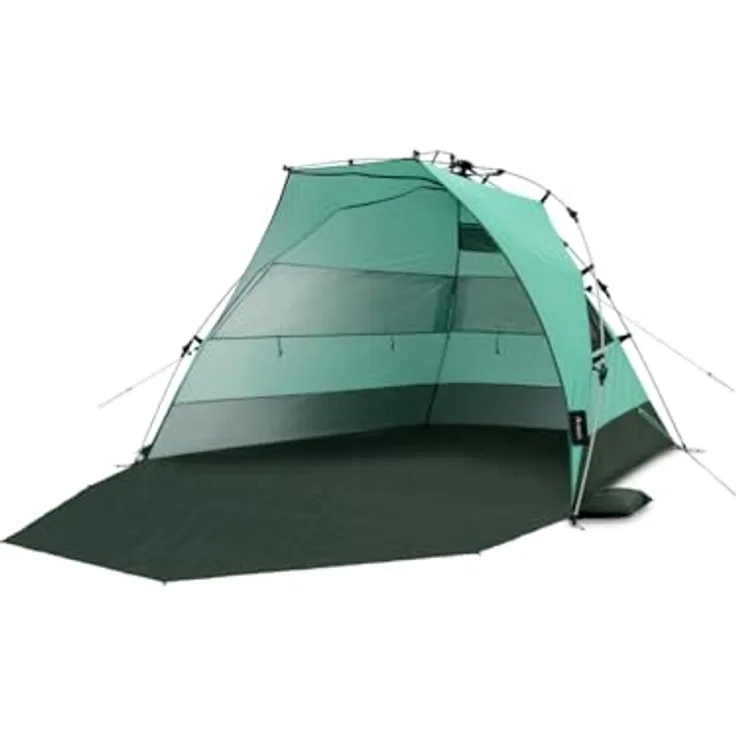 qeedo Quick Bay Pro Große Strandmuschel mit UV-Schutz (UV80) für 3 Personen inkl. Sandheringe und Roll-in-Bag Sonnenschutz - Bahamamint