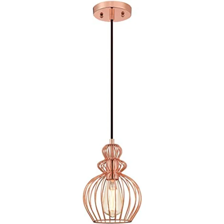 Westinghouse Pendelleuchte Käfig Kupfer mit 1 Lampe, einflammige Hängelampe, verstellbares Kabel, Vintage-Design