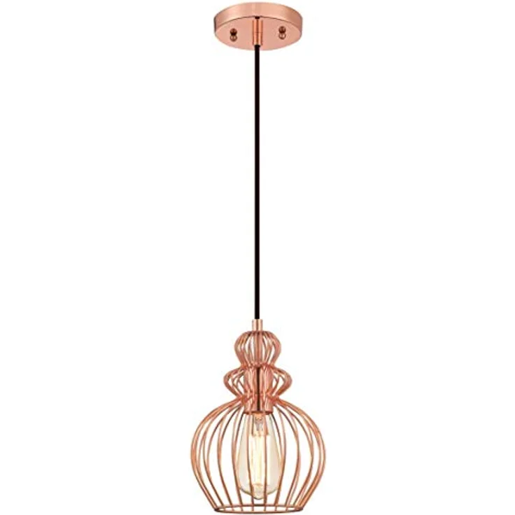 Westinghouse Pendelleuchte Käfig Kupfer mit 1 Lampe, einflammige Hängelampe, verstellbares Kabel, Vintage-Design – Bild 1