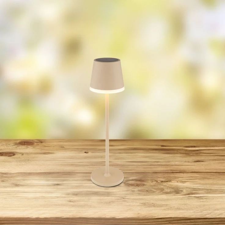 Tischlampe Kabellos Solar Akku Tischleuchte Außen Solarleuchte Braun 36637S – Bild 4