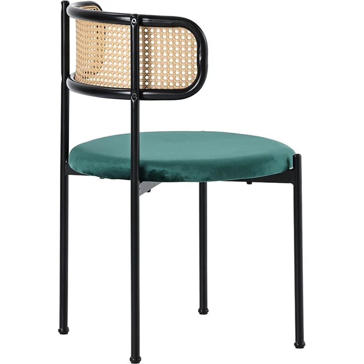Merax Samt-Esszimmerstuhl, 6er set, Freizeitstuhl mit vier Stützbeinen aus Metall, Rattan-Freizeitstuhl, Wohnzimmer- und Schlafzimmerstuhl, Grün – Bild 8