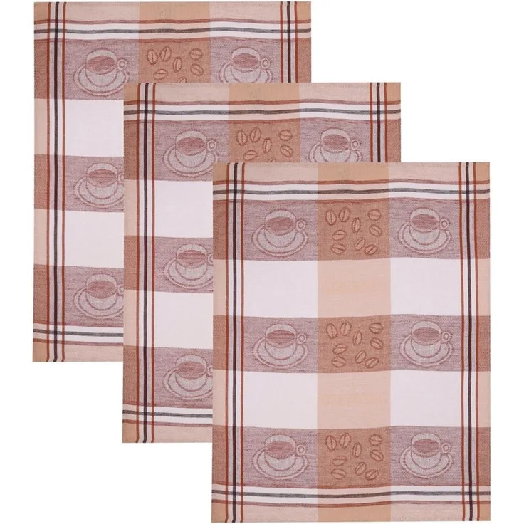 Betz Geschirrtuch 3 Stück Halbleinen Geschirrtücher Hungary Motiv Kaffee Größe 50x70 cm, (Set, 3-tlg, 3 er Set), Farbe braun