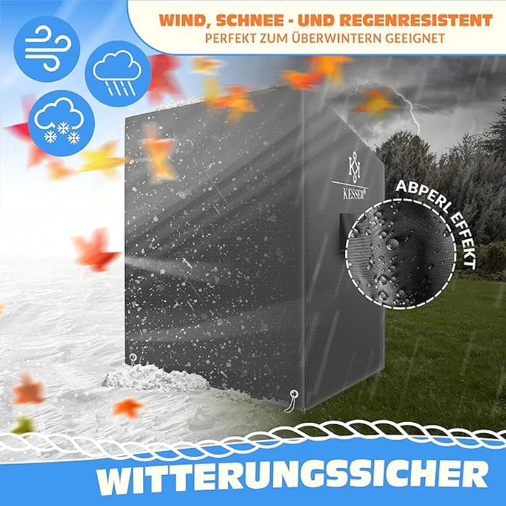 KESSER® Premium Strandkorb Schutzhülle mit Belüftungsöffnungen, Wasserdicht, Winterfest, UV-Beständiges, Reißfest, 600D Oxford Gewebe Abdeckung, Anthrazit, 160 x 120 x 90 cm – Bild 4