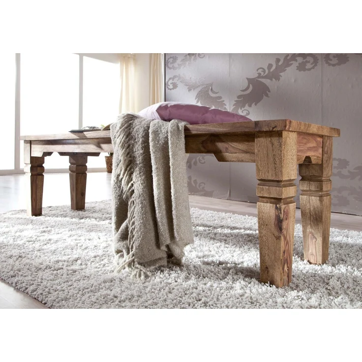 Bank Sheesham 140x40x45 grau geölt LEEDS #54 – Bild 2