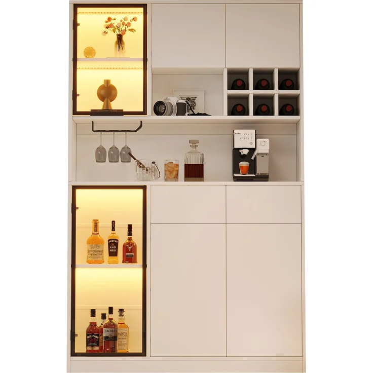 ZUBALIYA Schrank 120x33 cm mit LED-Beleuchtung mit Schubladen in Weiß, ideale Lösung für kleine Räume, robuste Verarbeitung, langlebige Materialien, einfache Selbstmontage – Bild 10