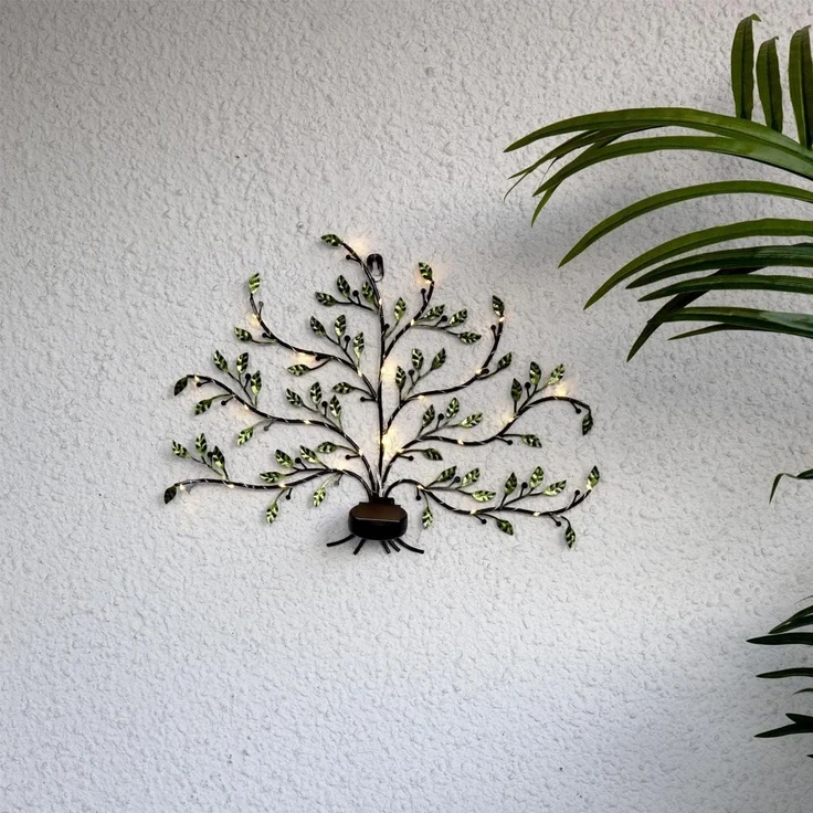 Star LED Solar-Wanddeko LEBENSBAUM aus Metall – Bild 3