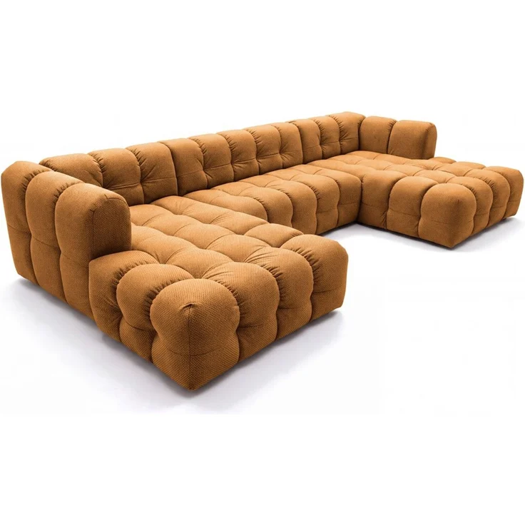 Wohnlandschaft Sofa U-Form SOLVIE in Stoff Moly Orange – Bild 2