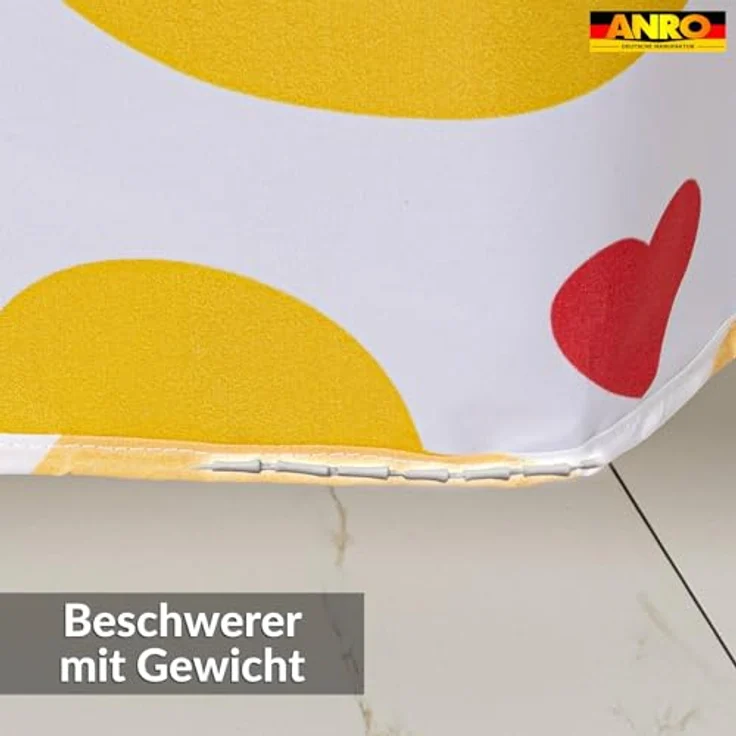 ANRO Duschvorhang FASTY Ente Anti-Schimmel Polyester Badezimmervorhang Bad-Stoff Breite 120 cm (Packung, 1-tlg, Duschvorhang inkl. Aufhängeringe), robuster Vorhang Stangenaufhängung 120x200cm Modern Gelb – Bild 4