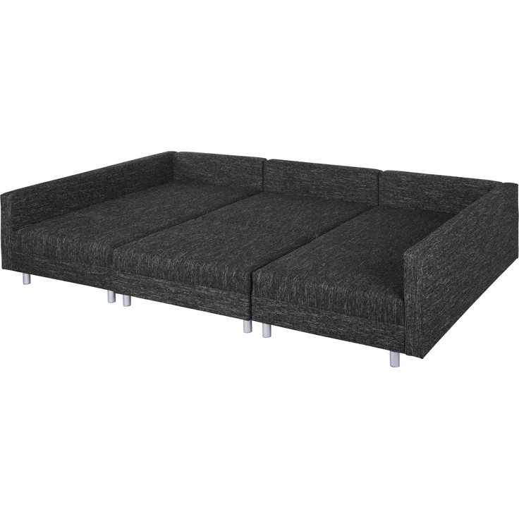 Wohnlandschaft Sofa Couch Ecksofa Eckcouch in Gewebestoff schwarz Minsk XXL – Bild 4