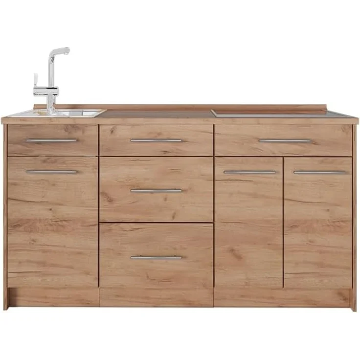 Küchenblock Fame-Line Goldkraft Eiche 150 cm, AP Eiche Vicco – Bild 1