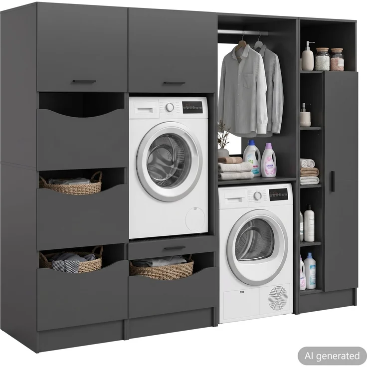 Waschmaschinenumbau Set B/H/T: 248x195x68 cm in anthrazit Nachbildung und -- – Bild 1