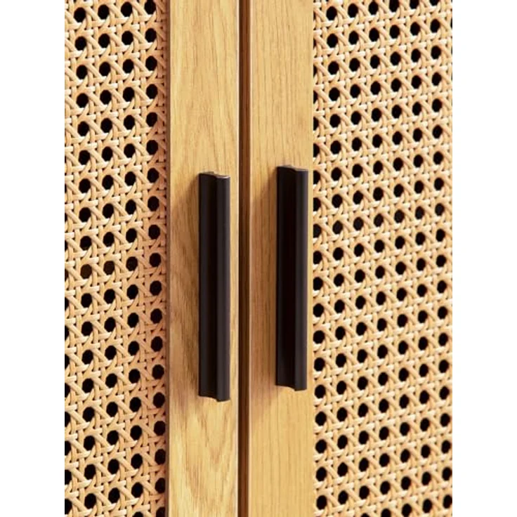 Sideboard 80x86,5x40 cm Kommode Schwarz mit Wiener Geflecht, Hoher Kommodensc... – Bild 6