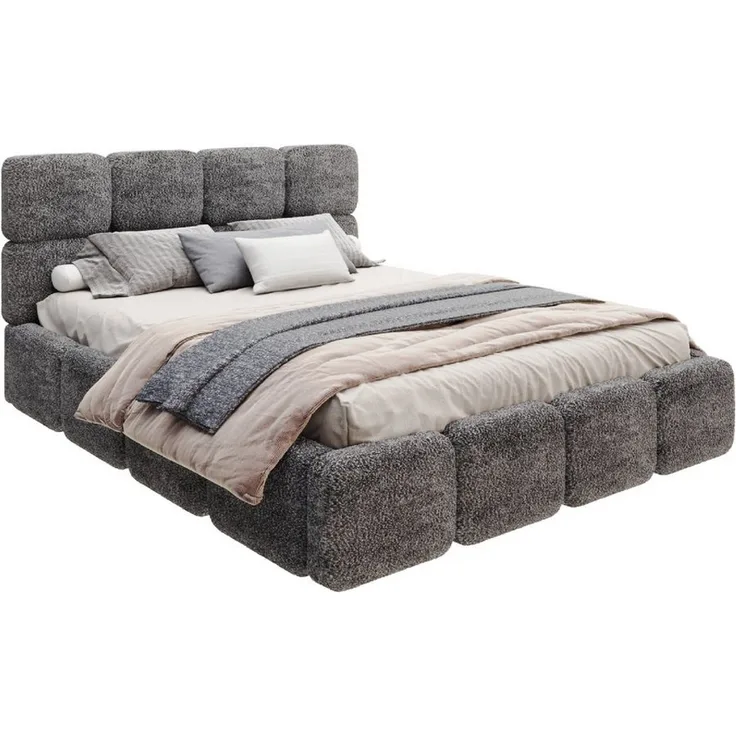 FDM Polsterbett CLOUDY Bettgestell Bett 140x200, 160x200, 180x200 cm Bestseller (verfügbar 140x200 160x200 180x200cm, Bettrahmen, Bett, mit großen gepolsterten Kopfteil, mit Bettkasten zum aufklappen), Hebbarer Metallrahmen, Bettkasten, ohne Matratze