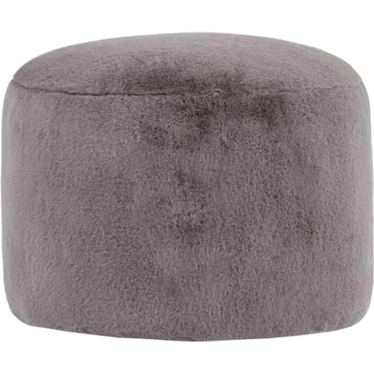 Icon Natalia Sitzsack Sessel für Erwachsene mit Hocker, Grau, Flauschiger Kaninchen Kunstfell Stoff, Riesen Sitzsack mit Füllung, Bean Bag, Bequemer Sessel Wohnzimmer, Lounge, Schlafzimmer, Büro – Bild 7