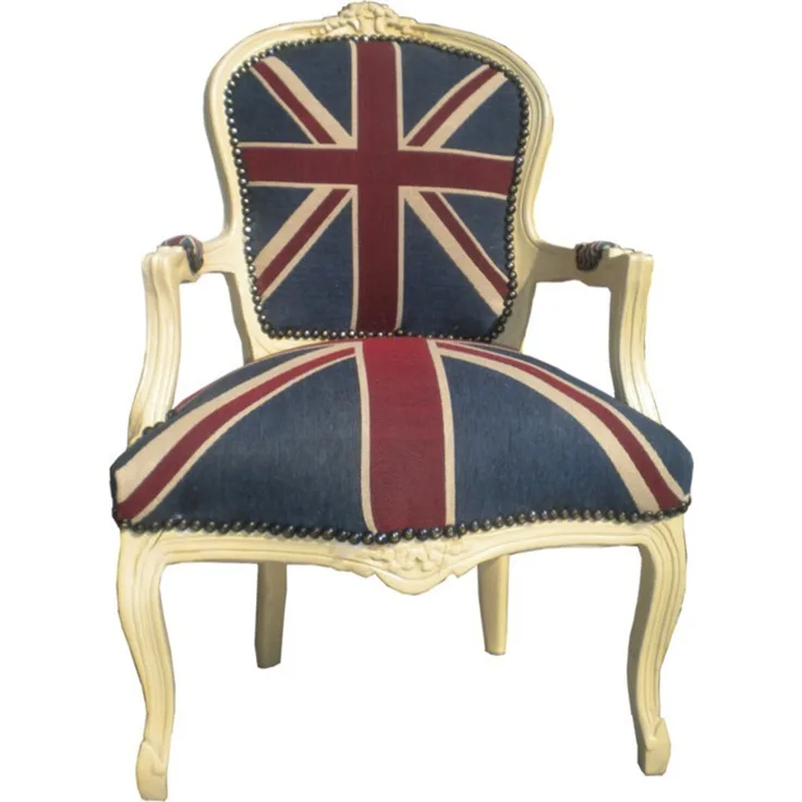 Casa Padrino Barock Salon Stuhl Union Jack Design / Creme