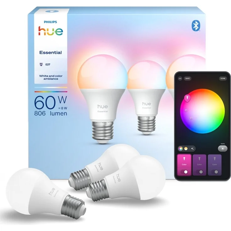 Philips Hue Essential White & Cool Amb. 806 A60 E27 3P EU – Bild 5